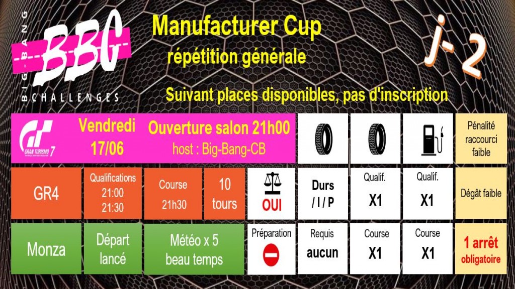 BB Challenges - Manufacturer Cup Monza Gr4 (esport.granturismo-fr.com)